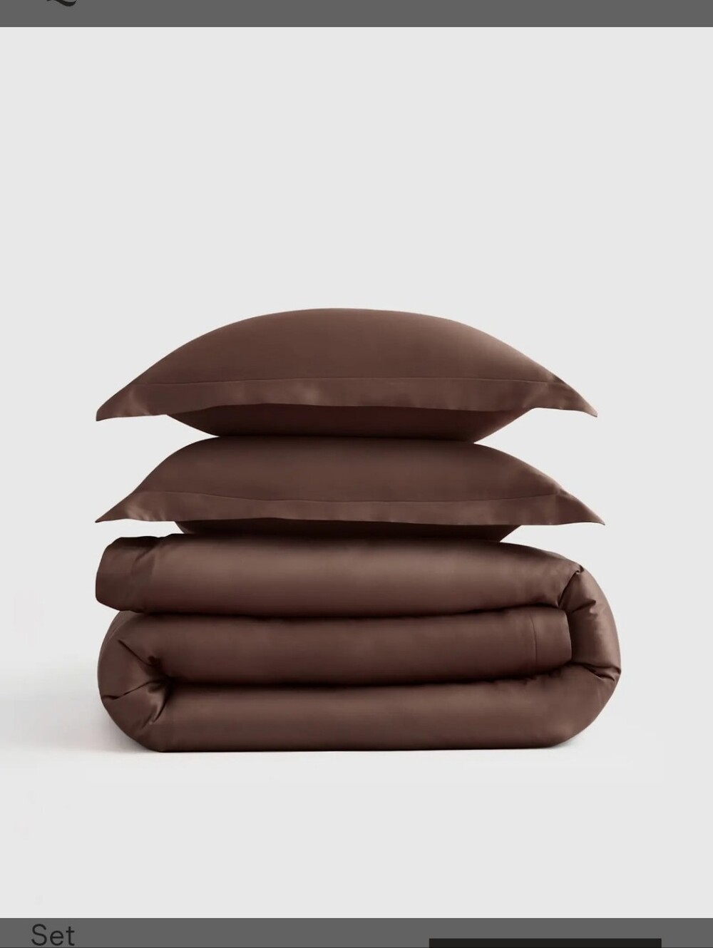 NWOT Quince King Cal King Duvet Cover Set Giza Sateen Cotton Espresso 2 Shams